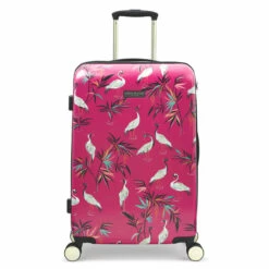 Sara Miller 4 Wheel Medium Suitcase - 67cm -Luggage Store SMH0102 008 Sara Miller Medium 4W Trolley Pink Heron 1 14124.1695399327